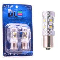Автомобильная светодиодная лампа P21W - 1156 - 10 CREE + Линза (2шт.)